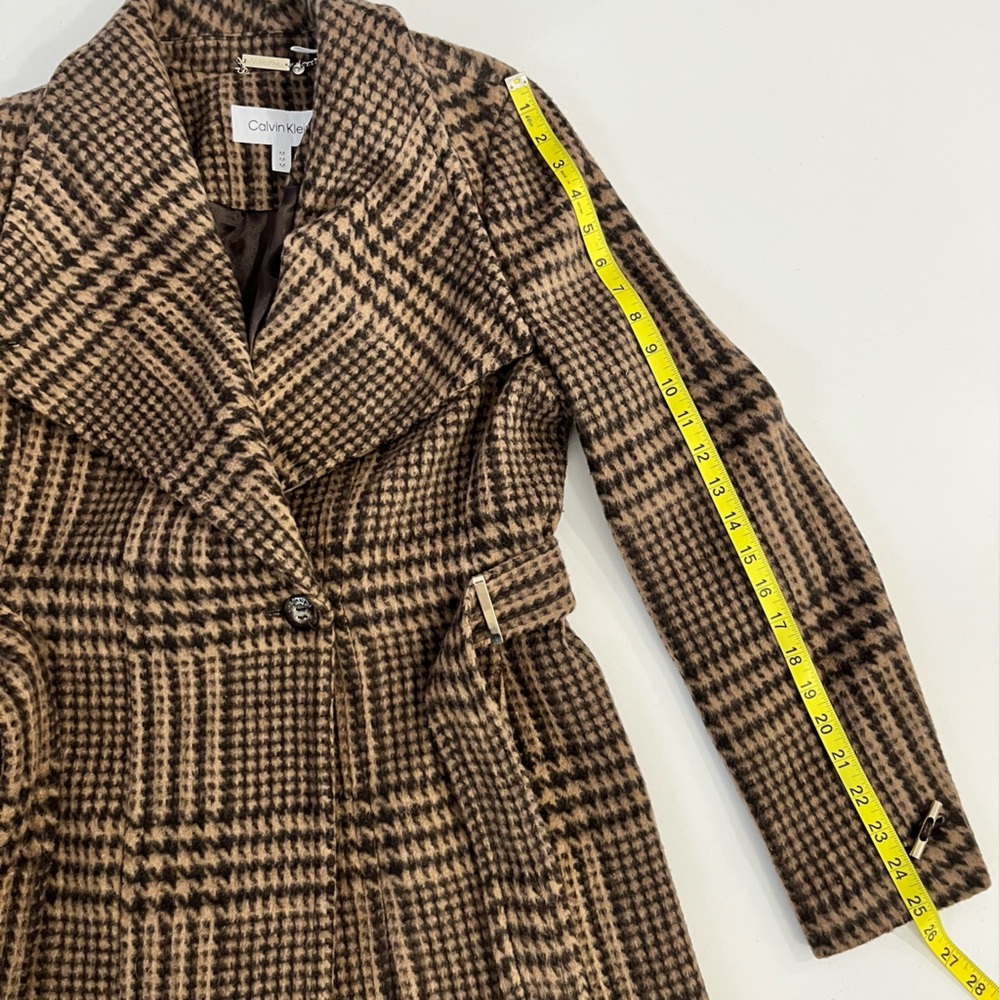 Calvin Klein Women’s Wool Blend Coat in Brown and Black Plaid | 8 - Picture 14 of 16